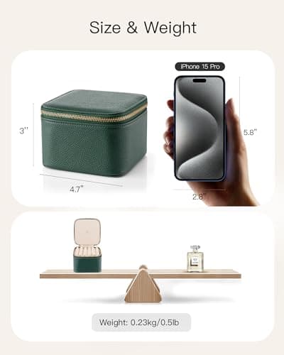 VLANDO Jewelry Travel Case,Travel Jewelry Organizer with Clear Velvet Jewelry Bags 6Pcs Zipper Pouch for Women Girl Christmas Wedding Gift-Green - Thumbnail 5