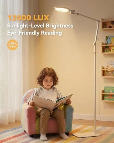 Sun Lamp 12000 Lux Full Spectrum Daylight Therapy Floor Lamp with 670nm Red Light Therapy and Monitor Mount 6-in-1 Modes 9 Color Temperatures 10 Brightness Magnetic Remote 43-68.5 Adjustable UV-Free - Thumbnail 4