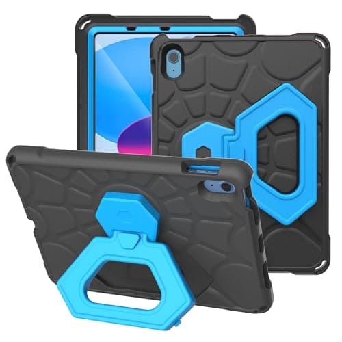YIHE Shockproof Kids Case for iPad (A16) 11th Generation 11 Inch 2025/ iPad 10th Generation 10.9 inch 2022, Durable Protective Cover with Built-in Screen Protector & Stable Stand, Black Blue - Image 1