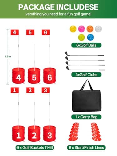 SJEhome 6 Hole Backyard Game Golf for Adults Outdoor Indoor Practice Gifts for Yard, Lawn, Park, Yard, Beach - Thumbnail 6