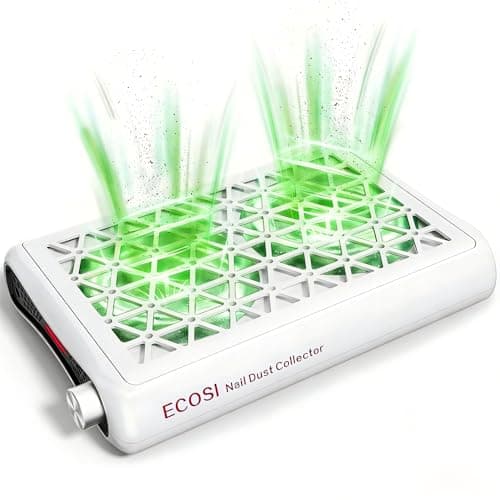 ECOSI Nail Dust Collector, 8000RPM & 1600PA Dual Turbo Professional Vacuum Fan Dust Extractor with 30 Pcs Filter Papers, Stepless Adjustable Suction for Manicure, Salon Nail Tech & Home - Image 1