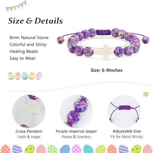 BAYLAY Easter Gifts for Teen Girls Women - Cross Bracelet Easter Basket Essentials Stuffers Fillers for Kids Teen Girls Women Adults Goodie Bag Stuffers - Thumbnail 5