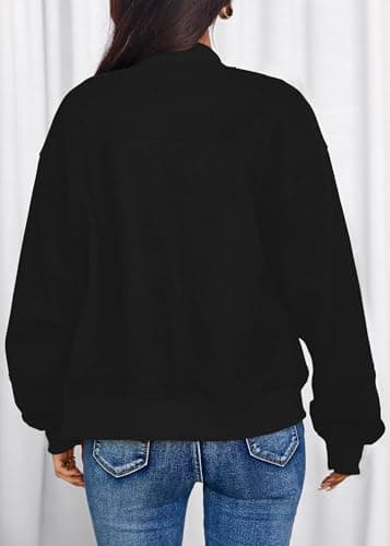 Lazysmile Women's Faux Suede Bomber Jackets Fall Fashion Outfits Winter Clothes Stand Collar Zip Up Coats Outwear with Pockets - Thumbnail 2