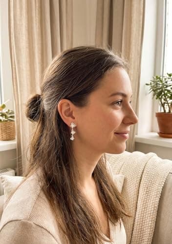 Butterfly Drop Earrings for Women, Lightweight Silver Dangle Earrings Minimalist Long Chain Design, Elegant Jewelry for Daily Wear, Wedding, Gift for Her - Thumbnail 5