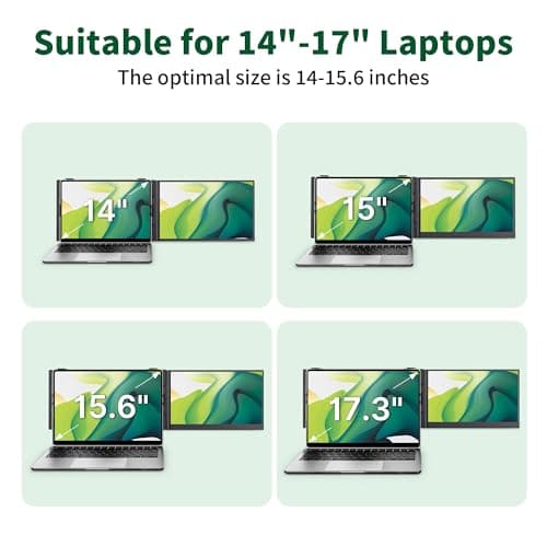 Helpnight 14" Laptop Screen Extender - Ultra Light 1.31lbs FHD 1080P IPS Portable Monitor for Laptops, Attachment Plug & Play Travel Dual Extra Display for 13"-17" Windows/Mac - Thumbnail 5