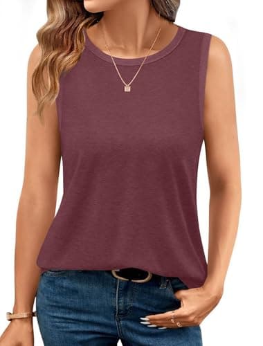 GKBK Womens Tank Tops High Neck Loose Fit Casual Summer Sleeveless Shirts 2026 Beach Vacation Outfit Cured Hem - Image 1