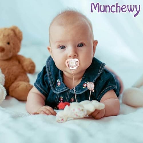 Custom Pacifier with Name, Bling Personalized Pacifier Clip Set with Gift Box, Glitter Crystal Luxurious Soother Dummy Ideal Gift for Boys Baby Shower Newborn Photography(Bling Pink) - Thumbnail 6