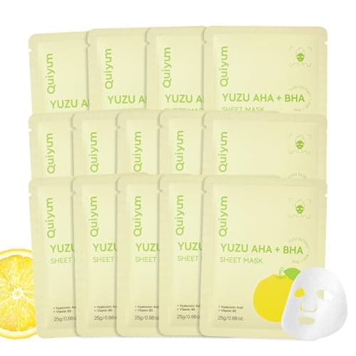 QUIYUM 14 Pack YUZU Sheet Mask - Hydrating Facial Masks for All Skin Types, Skincare Set, Spa Gift for Women & Teens - Image 1