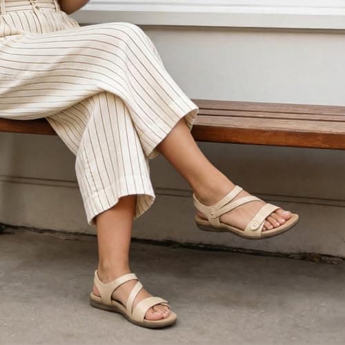 Rihero Orthopedic Sandals for Women Arch Support Comfortable Flat Sandals with Adjustable Strap for Summer Beach Walking Sand 9.5 - Thumbnail 2