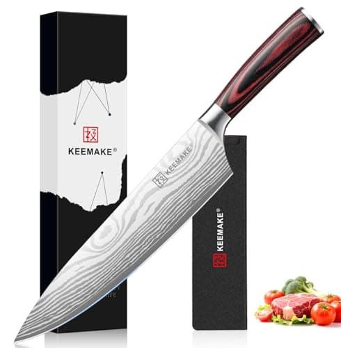 KEEMAKE Chef Knife - 8 Inch High Carbon Stainless Steel Kitchen Knife with Ergonomic Handle, Professional Kitchen Gadgets with Gift Box for Men and Women, Father Day Gifts - Image 1