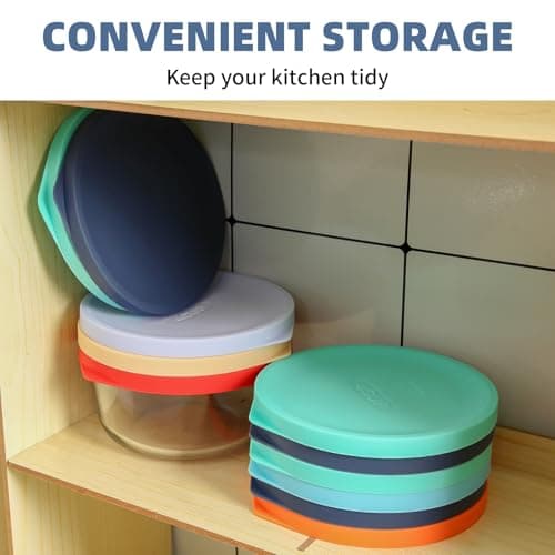 Replacement Lids for Pyrex 7200-PC 2 Cup and 7201-PC 4 Cup and 7402-PC 6/7 Cup, Silicone Round Storage Cover Lid for Anchor Hocking Glass Bowl 6 Pack Dark Blue - Thumbnail 6