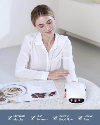CINCOM Cordless Hand Massager with Heat and Compression, White - Thumbnail 3