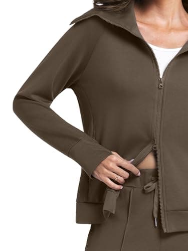 Casly Lamiit Lounge Sets for Women 2026 Vacation Outfit Sweatsuit Long Sleeve Zip Up Travel Airport Sweatshirt Wide Leg Sweatpant Tracksuit Coffee S - Thumbnail 4