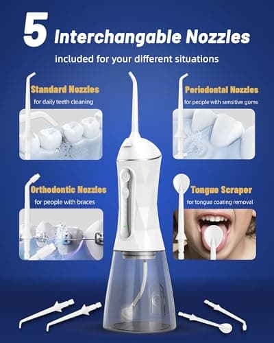 Lumivoid Water Flosser and Electric Toothbrush Combo,2-1 Oral Clean Kit, 5-Speed Sonic Electric Toothbrush & 4-Speed Portable Water Flosser to Clean Teeth and Protect Gum Health, IPX7 (White-Set) - Thumbnail 3
