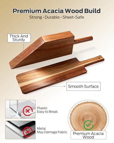 VividPulse Mattress Lifter Tool (2PCS), Acacia Wood – Heavy Duty Bed Lifter with Ergonomic Handle, One-Hand Operation Mattress Wedge for Changing Sheets, Lifting Mattress Corners & Tucking Bedding - Thumbnail 4