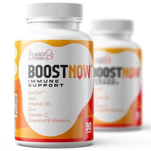 BoostNow Immune Support Capsules, 14-in-1 Formula with EpiCor 500mg, Zinc, Vitamin C, D-3, Elderberry & More - 90 Count