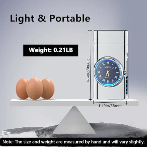 TIKIUKI Rechargeable Windproof Arc Lighter with Dual Flame, LED Light, Cool Dial Display, USB Charging – Perfect for Camping, Hiking, BBQ, and Everyday Use(Silvery) - Thumbnail 6