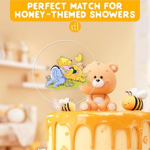 Woodamore Classic Pooh Baby Shower Cake Topper - Acrylic Cake Topper Baby Shower Decorations, Pooh Cupcake Toppers Winnie Birthday Decorations - Thumbnail 6