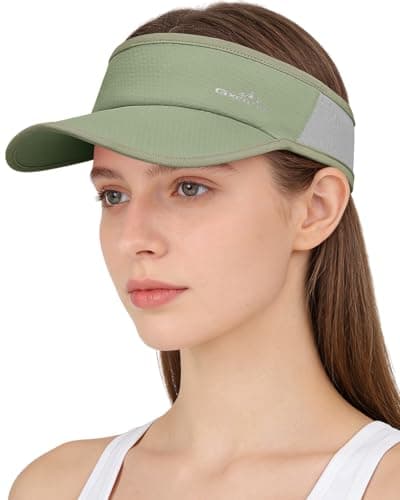 GXCROR Sports Sun Visor Hat Men Women, Lightweight Breathable Quick-Dry Visor Hat, UPF 50+ Tennis Golf Running Visor Army Green