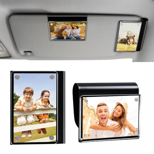 Car Picture Holder 2 Pack Magnetic Snap-On Sun Visor Photo Clip for Crystal-Clear Acrylic Frame for Family, Pets, Travel Pictures Car Decor Personalized Anniversary Accessories Gifts for Men Women - Image 1