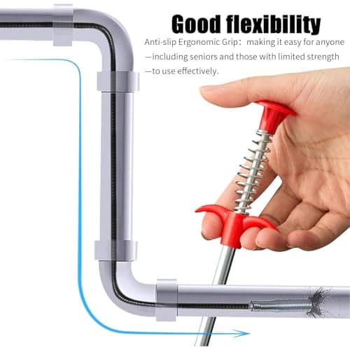 Drain Snake，116" Flexible Grabber Claw Tool Reacher Drain Snake Hair Drain Clog Remover for Toilet Sewer Shower Kitchen Bathroom Tub Clogged Drains Opener Cleaning Tool - Thumbnail 2