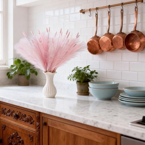 Pink Pampas Grass Decor 45 Pcs 23.6 Inch Faux Pampas Grass with Bunny Tails Bulk Artificial Dried Flowers Small Vase Filler Pompas Grass - Thumbnail 5