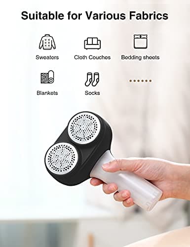 VASSON Fabric Shaver, Electric Lint Remover, Rechargeable Lint Shaver, Sweater Shavers to Remove Pilling, Large Fuzz Remover for Clothes Couch Furniture (Black) - Thumbnail 5