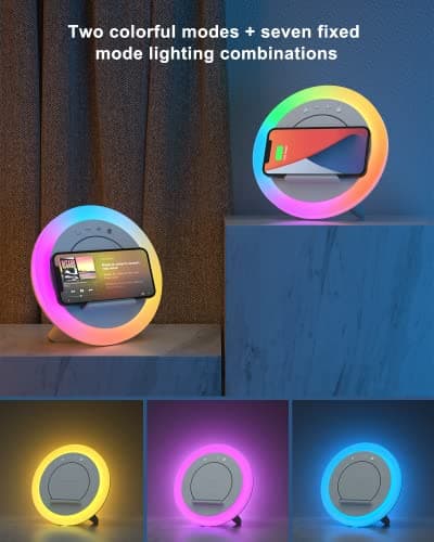 SIDVAR Bluetooth Speaker Night Lightsr,Wireless Charging Modern Speaker,Best Teenage Birthday Gift Ideas Tween Girls Gifts（10W Wireless Charging） - Thumbnail 5