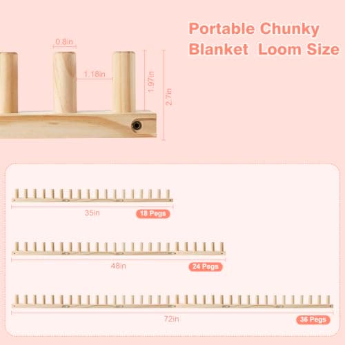 Chunky Yarn Loom for Blankets, Adjustable Portable Extra Loom,48inch - Thumbnail 6