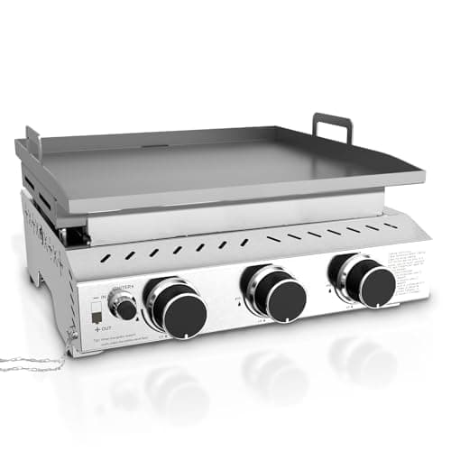 R.W.FLAME 3 Burner Tabletop Propane Griddle, 25" Stainless Steel, 24,000 BTU, Flat Top Grill for Outdoor BBQ, Camping & Patio - Image 1