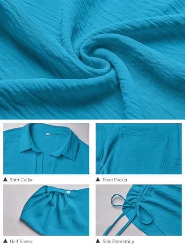 GKBK Women Swimsuit Coverup Bathing Suit Cover Ups for Swimwear Swim 2026 Summer Bikini Beachwear Drawstring Beachy Dress Shirt Festival Outfits Trip Must Haves Lake Stuff Peacock Blue M - Thumbnail 5