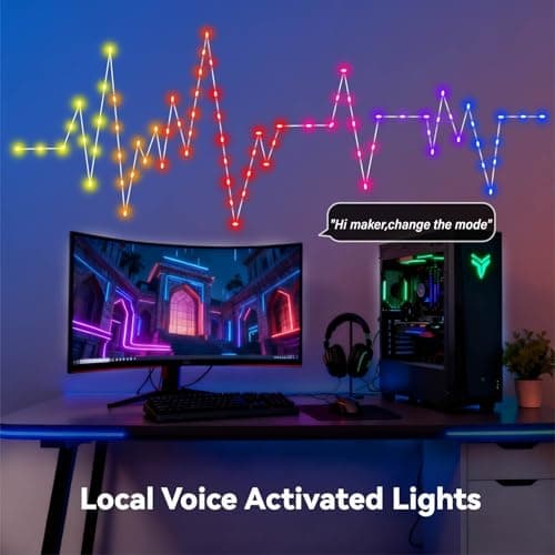 AI Smart Color Changing Fairy Lights, 32.8ft RGB+IC Offline Voice Control Light Twinkle No App/No WiFi Required,Dimmable Xmas Music Sync Lights for Kids Bedroom, Party, 7 Colors & 13 Lighting Modes - Thumbnail 4