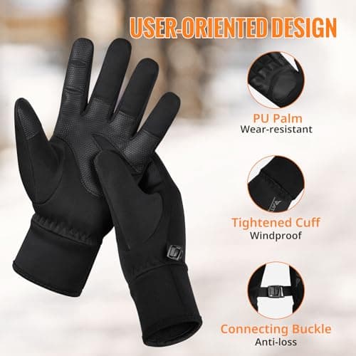 ATERCEL Winter Gloves - Men & Women's Cold Weather Touchscreen Warm & Waterproof Sports Gloves for Cycling, Running, Driving & Skiing - Large - Thumbnail 6