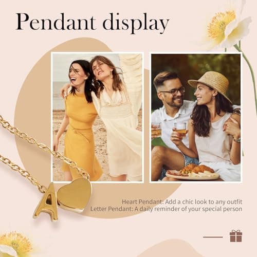 PNNY AMDA Initial Heart Necklace for Women: 18K Gold Plated Pendant Dainty Letter Necklace - Cute Jewelry Teens Gifts (J) XL-TXZM-J - Thumbnail 5