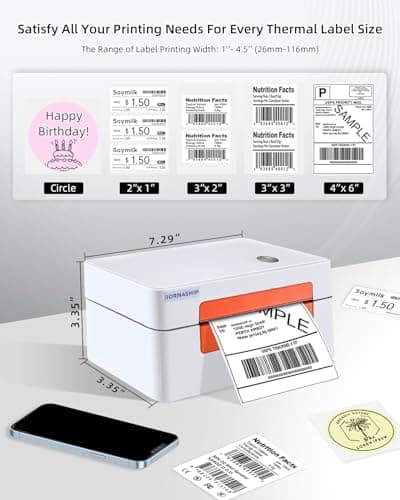 BORN4SHIP Bluetooth Shipping Label Printer, 4x6 Thermal Printer for Shipping Packages, for Small Business, Widely Used for Amazon, iPhone, Android, iPad, Windows, macOS (Orange) - Thumbnail 6