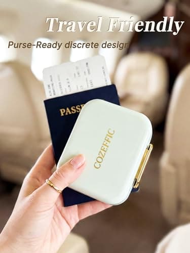 Small Pill Case Travel Pill Box with 7 Compartments for Purse - Compact Pill Organizer for Medicine Vitamin - Portable Container for Fish Oil & Supplements - Sage - Thumbnail 6