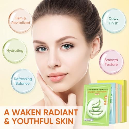 Sheets Face Masks Skincare for All Skin Types, Hydrating Facial Sheets Mask for Firming, Sheet Mask with Cherry Blossom Cactus Aloe Vera Facial Sheet For Moisturizing, Soothing, Face Mask for Women - Thumbnail 3