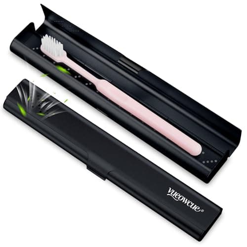 vueowcue Toothbrush Case Cover for Traveling, Aluminum Toothbrush Holder for Manual Toothbrush + Mini Toothpaste, Portable Tooth Brush Storage Box for Camping Business Trip-Black (1 Pack) - Image 1