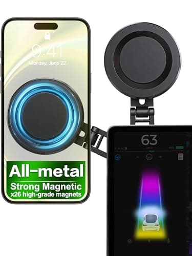 XIREL Full Zinc Alloy for Tesla Phone Mount | MagSafe-Compatible [Strong Magnetic] Foldable 360° Adjustable for Tesla Model 3/Y/Juniper/Cybertruck,Fits All Phones+&iPhone16-12,Tesla Accessories - Image 1
