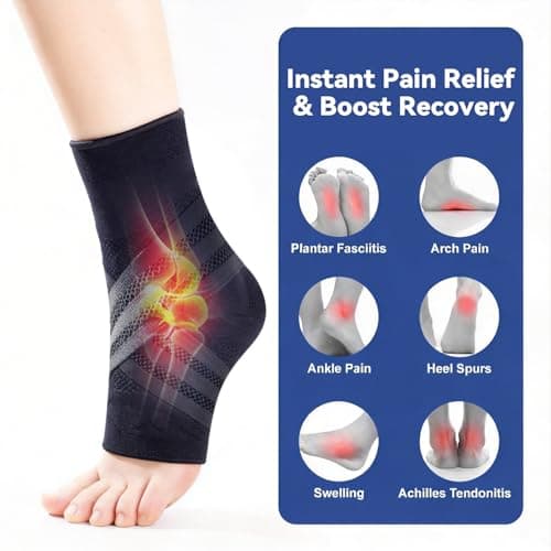 SOLOEVER Ankle Brace for Men & Women [X-Shaped Compression & Breathable Mesh] Adjustable Ankle Compression Sleeve With 2 Gel Pads,Ankle wrap for Plantar Fasciitis Relief, Achilles Tendonitis, Swelling, Pain Relief & Injury Recover - Thumbnail 2