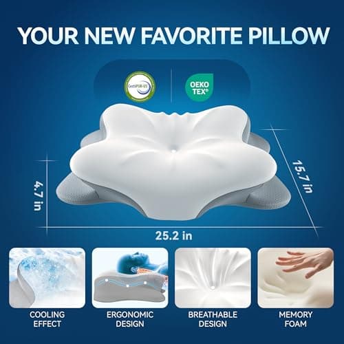 MOLBOX Cervical Neck Pillow for Neck Pain, Ergonomic Memory Foam for Side & Back Sleepers - Thumbnail 5