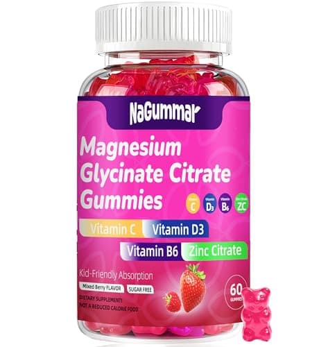 Magnesium glycinate 400mg Gummies ，High Absorption Magnesium Glycinate- Sugar Free Vegan Gummies for Adults with Vitamin D3, Zinc - Sleep, Stress ，Bone & Memory Support - 60 Count Raspberry - Image 1