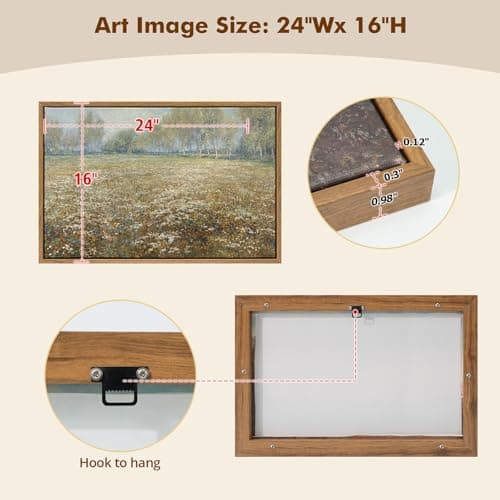 DAJONART Vintage Floating Framed Wall Art for Living Room Bedroom Office, Rustic Landscape Wall Art Jutland Countryside Canvas Prints, Antique Framed Christmas Wall Decor for Farmhouse Rustic Home, 16"x24" - Thumbnail 4