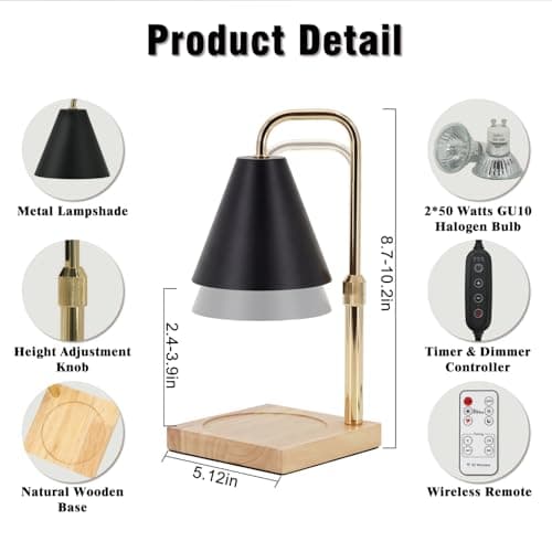 BJFFN Candle Warmer Lamp with Timer and Wireless Remote Control - Birthday Gifts for Women, House Warming Gifts New Home Decor, Wax Melt Warmer for Jar Candles with 2 Bulbs - Thumbnail 3