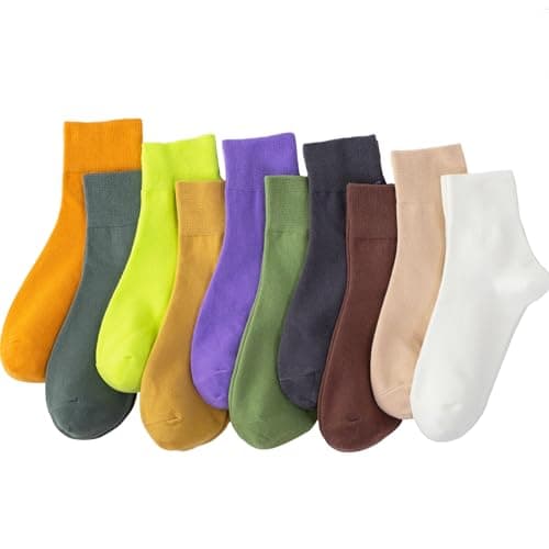 HUGSWEET Thin Soft Cotton Crew Socks for Women Ankle above Bootie Socks Gifts for Women 5-10 Pairs - Thumbnail 5