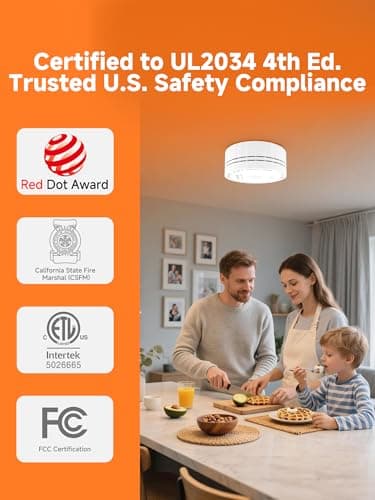 HEIMAN Smart Carbon Monoxide Detector, Wi-Fi Nano CO Alarm, UL 2034 4th Certified, Real-Time App Notifications, Battery Powered, Test-Reset Button, 10-Year Figaro Sensor, Portable for Trave - Thumbnail 2