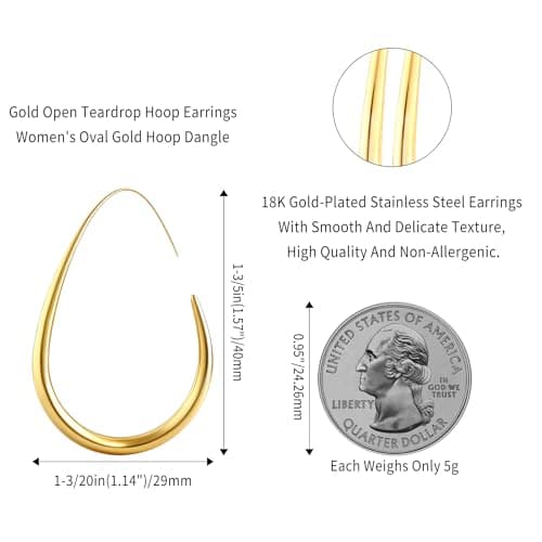 YBNGSMK 18k Gold Hoop Earrings - Hypoallergenic Silver Earrings for Women - Lightweight Hoop Jewelry 2 Pairs - Thumbnail 2