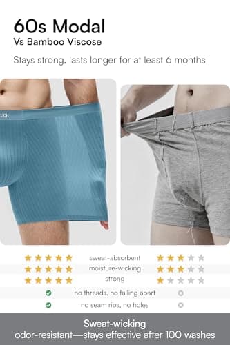 GOOTUCH Men Underwear Odor Control Modal Boxer Briefs, Moisture Wicking Boxers For Men Pack, Silver-Ion Tech Ultra-Stretch Seamless(2 Dark Gray/ 2 Grey Blue L) - Thumbnail 5