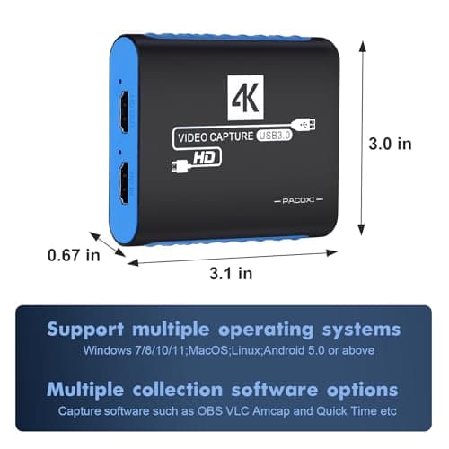 SUDTREEV HDMI Capture Card for Nintendo Switch 2, 1080P 60FPS, Blue - Thumbnail 2