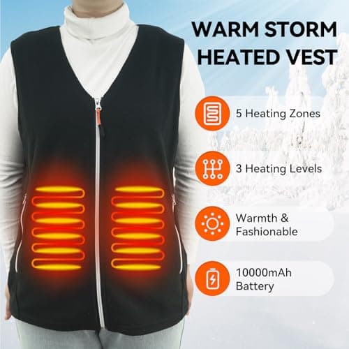 Warm Storm Heated Vest for Men and Women (Battery Pack Included), Fleece Heated Jackets for Men and Women（M - Thumbnail 2